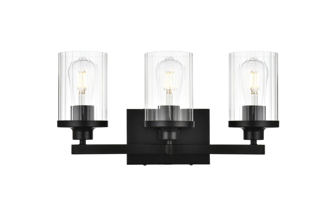 Saanvi Three Light Bath Sconce in Black - available from The Lighting Shoppe, trusted by Canadian homeowners