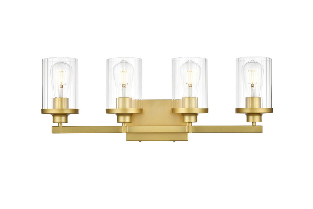 Saanvi Four Light Bath Sconce in Brass - available from The Lighting Shoppe, trusted by Canadian homeowners