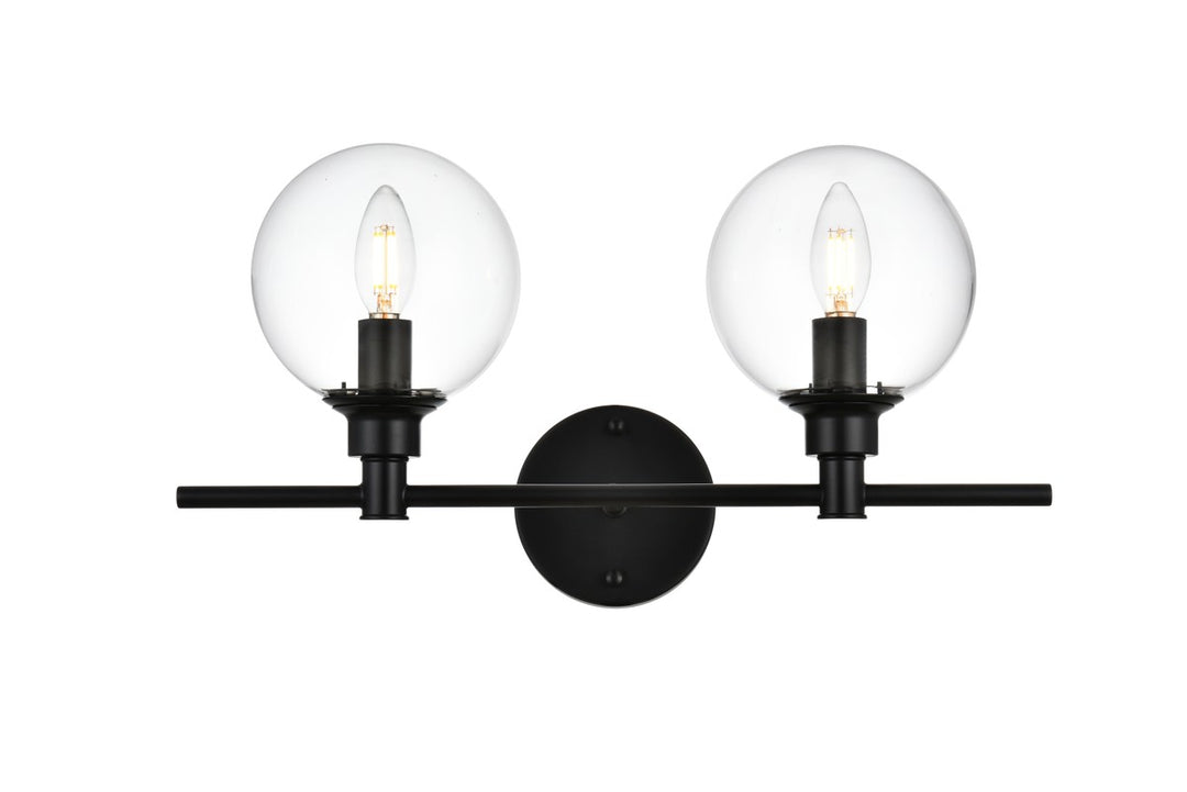 Jaelynn Two Light Bath Sconce in Black - available from The Lighting Shoppe, trusted by Canadian homeowners