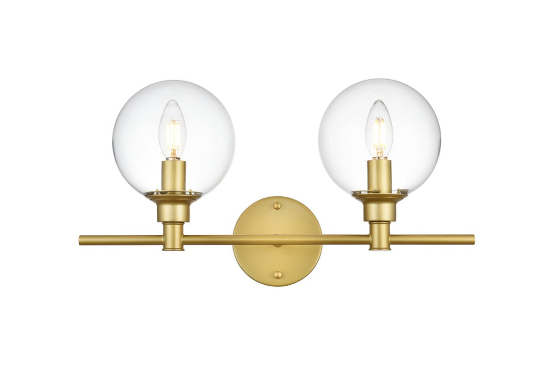 Jaelynn Two Light Bath Sconce in Brass - available from The Lighting Shoppe, trusted by Canadian homeowners