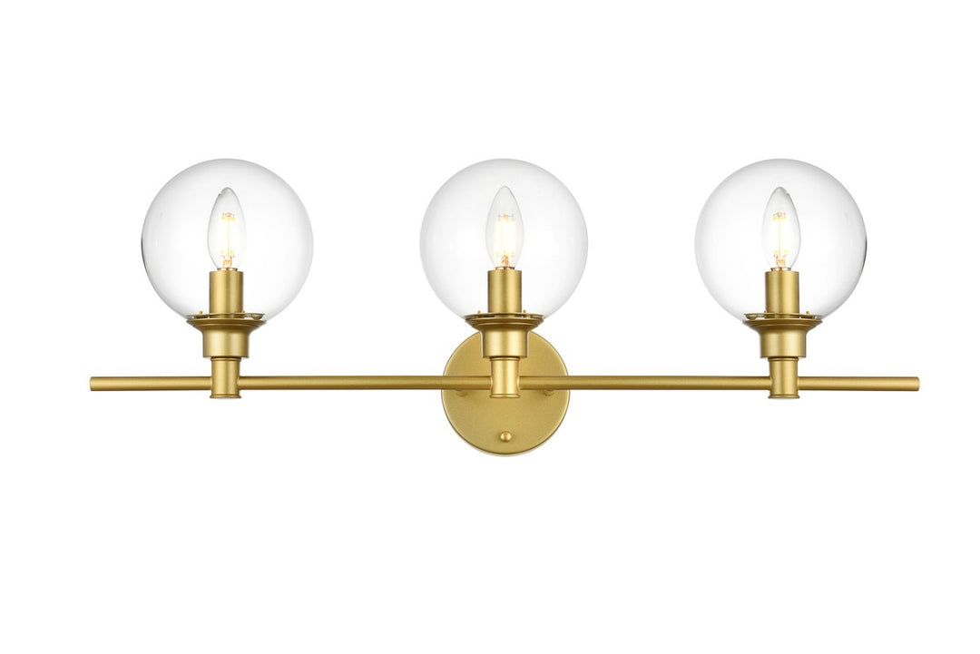 Jaelynn Three Light Bath Sconce in Brass - available from The Lighting Shoppe, trusted by Canadian homeowners
