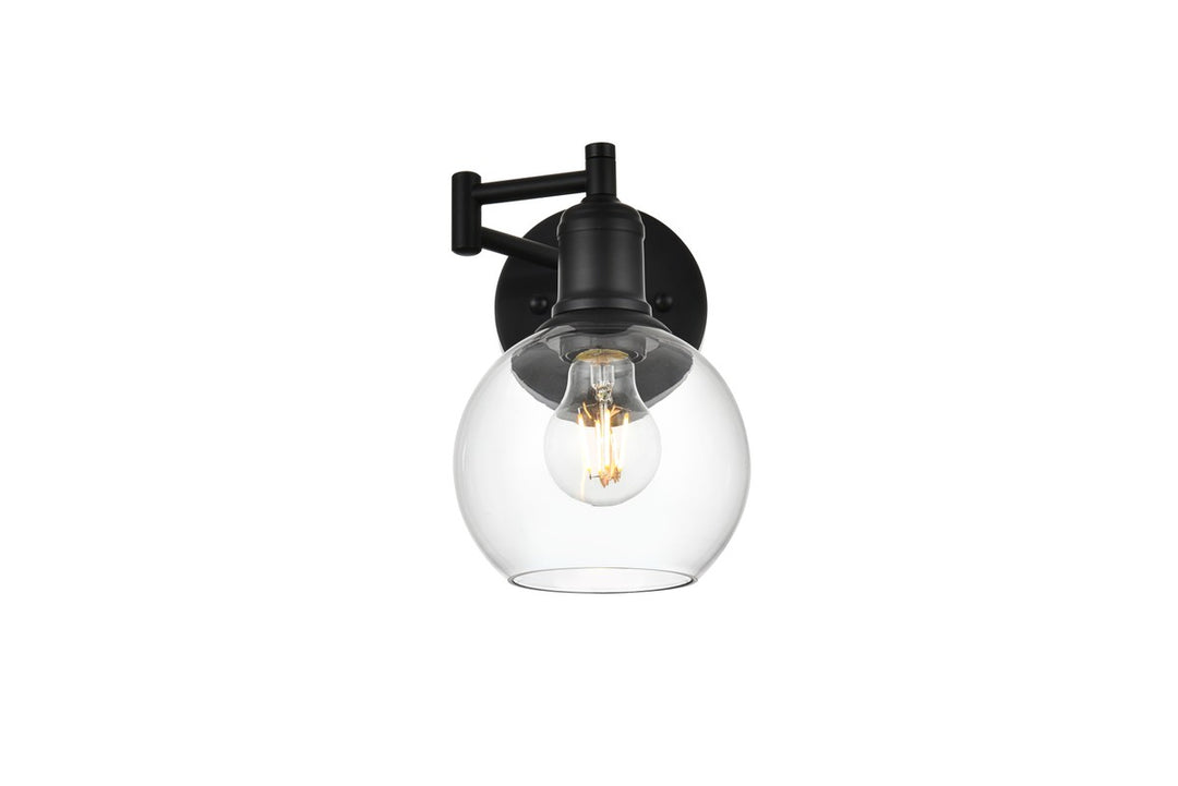 Davian One Light Swing Arm Wall Sconce in Black - available from The Lighting Shoppe, trusted by Canadian homeowners