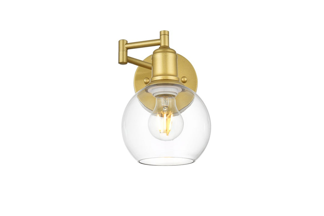 Davian One Light Swing Arm Wall Sconce in Brass - available from The Lighting Shoppe, trusted by Canadian homeowners
