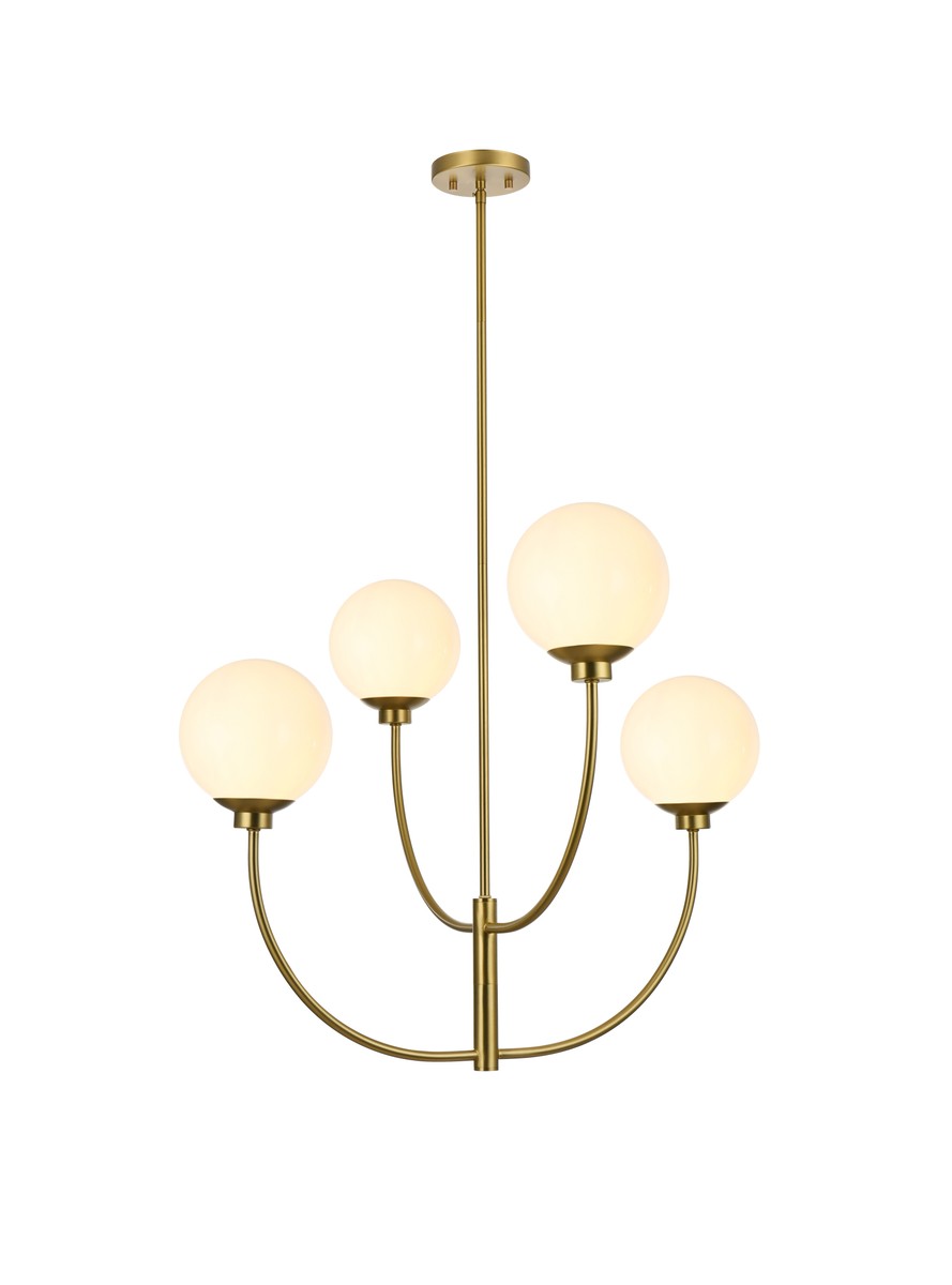 Nyomi Four Light Chandelier in Satin Gold - available from The Lighting Shoppe, trusted by Canadian homeowners