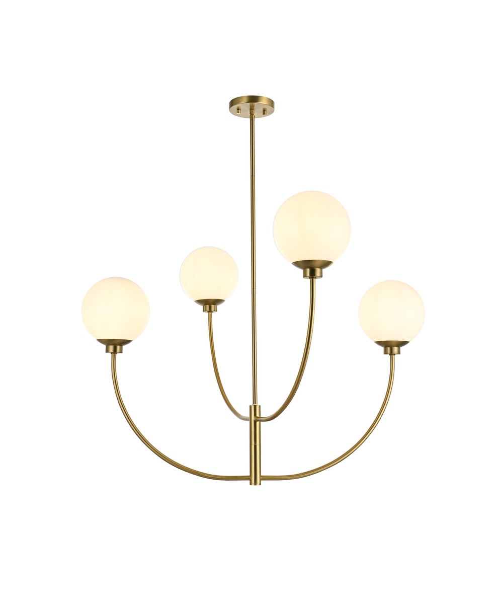 Nyomi Four Light Chandelier in Satin Gold - available from The Lighting Shoppe, trusted by Canadian homeowners