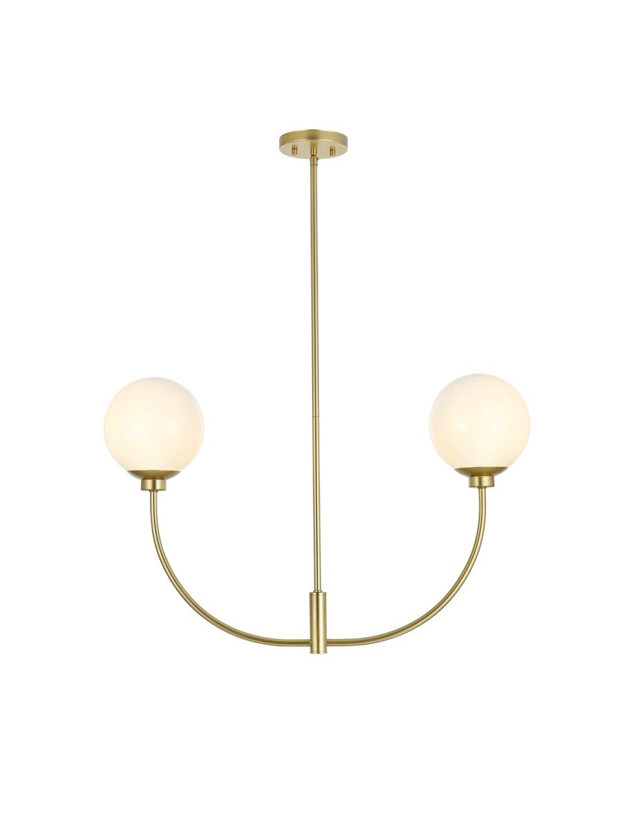 Nyomi Two Light Chandelier in Brass - available from The Lighting Shoppe, trusted by Canadian homeowners
