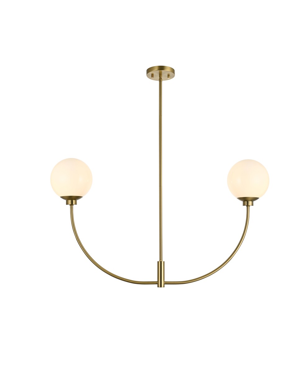 Nyomi Two Light Chandelier in Satin Gold - available from The Lighting Shoppe, trusted by Canadian homeowners