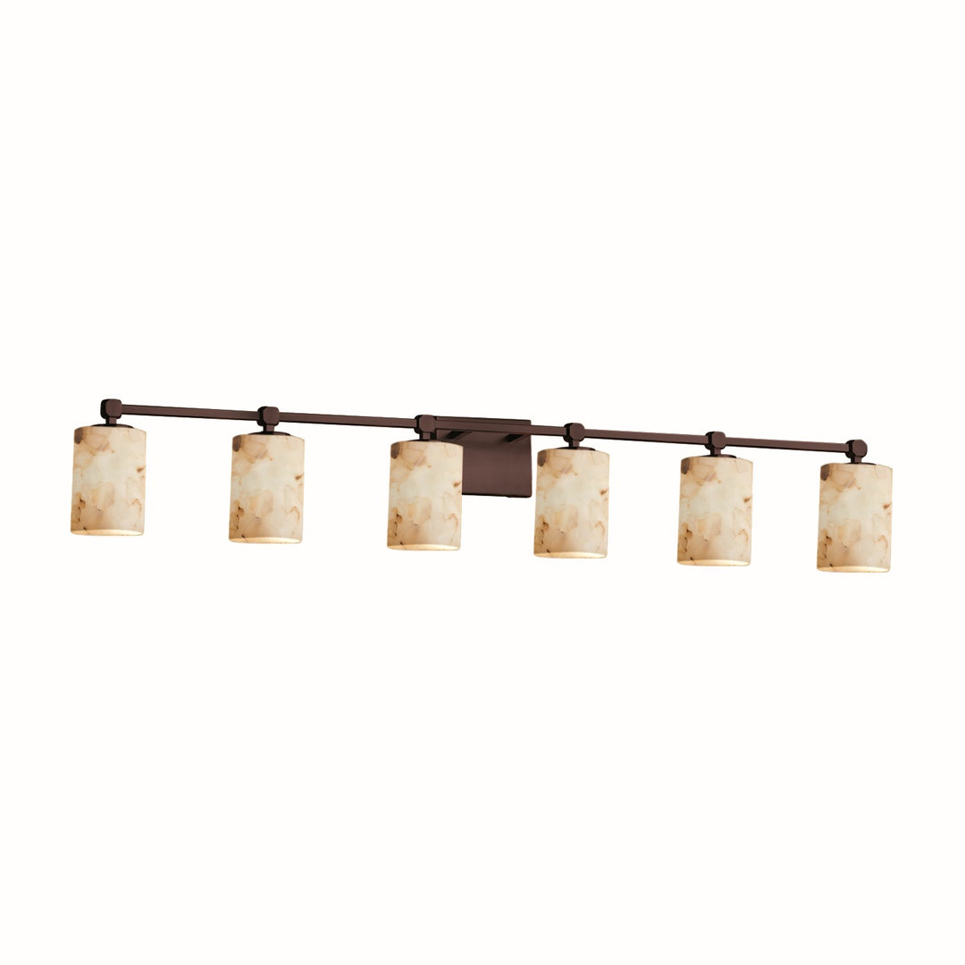 Justice Designs - ALR-8426-10-DBRZ - Six Light Bath Bar - Alabaster Rocks - Dark Bronze