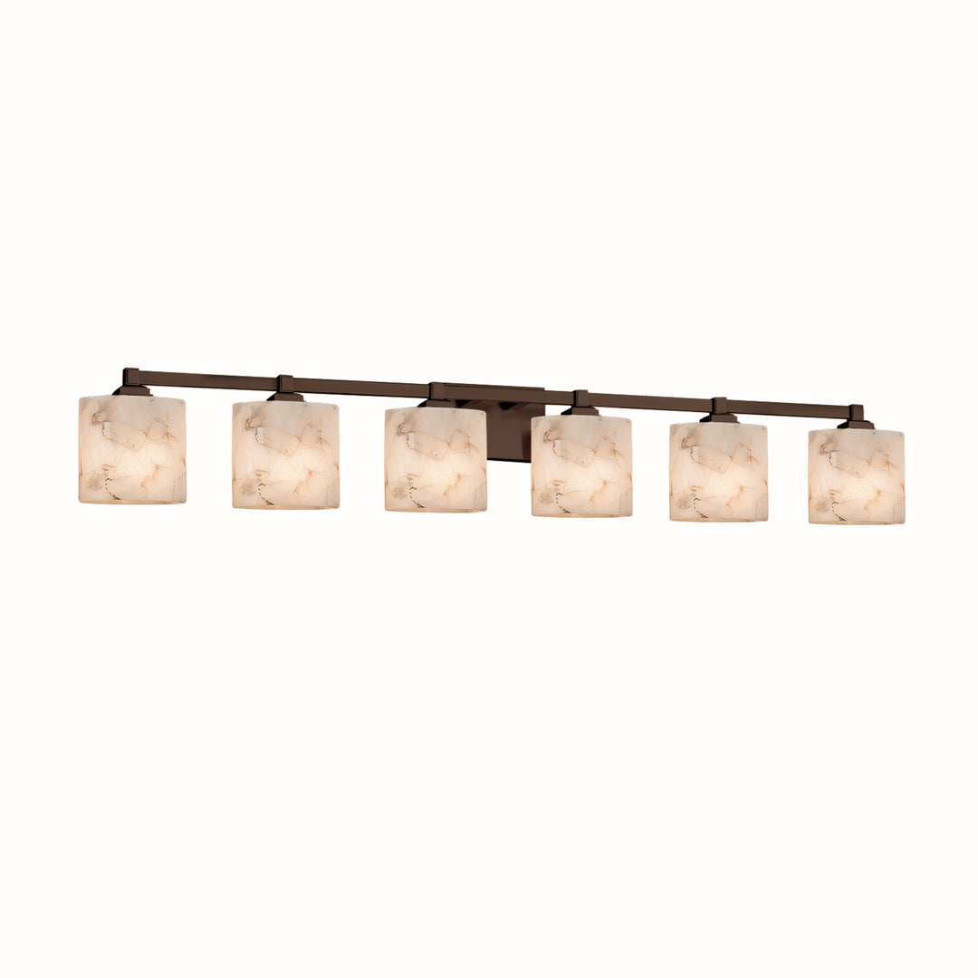 Justice Designs - ALR-8436-30-DBRZ - Six Light Bath Bar - Alabaster Rocks - Dark Bronze