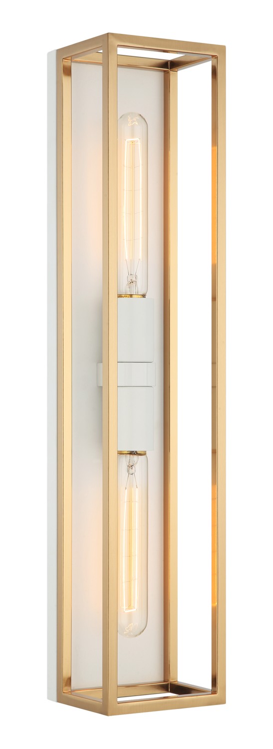 Shadowbox LED Wall Sconce in White + Aged Gold Brass - available from The Lighting Shoppe, trusted by Canadian homeowners