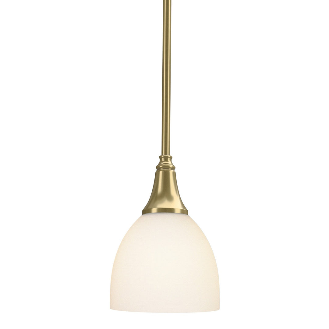 Trumpet One Light Mini Pendant in Modern Brass - available from The Lighting Shoppe, trusted by Canadian homeowners