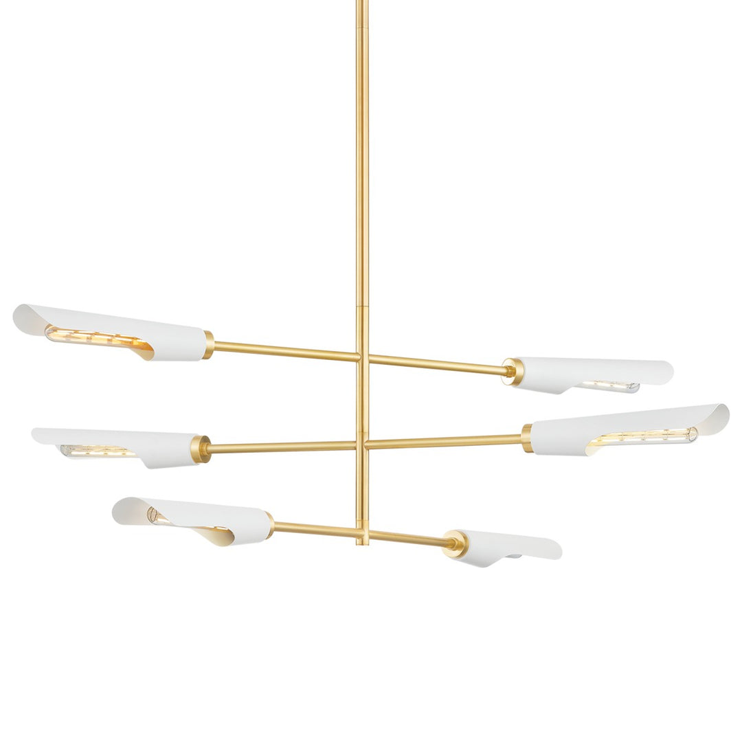 Harperrose Six Light Chandelier in Aged Brass/Soft White - available from The Lighting Shoppe, trusted by Canadian homeowners