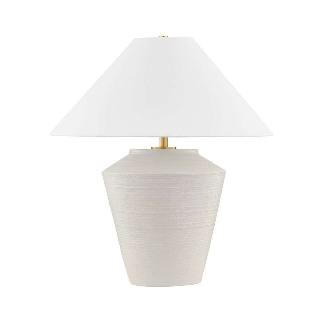 Rachie One Light Table Lamp in Aged Brass/ Ceramic Whitewash Terracotta - available from The Lighting Shoppe, trusted by Canadian homeowners