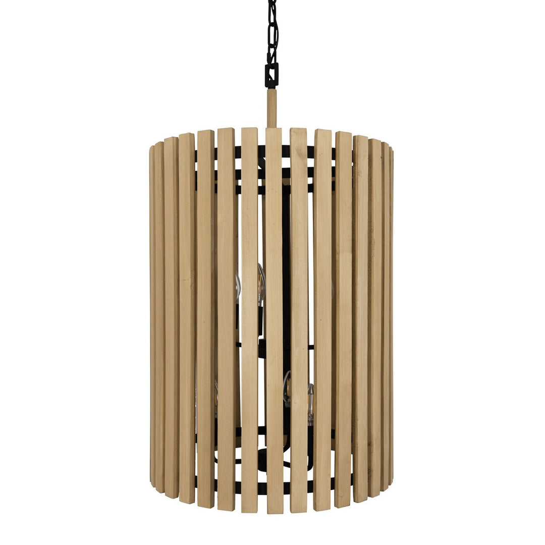 Suratto Six Light Foyer Pendant in Matte Black/Honey Blonde - available from The Lighting Shoppe, trusted by Canadian homeowners
