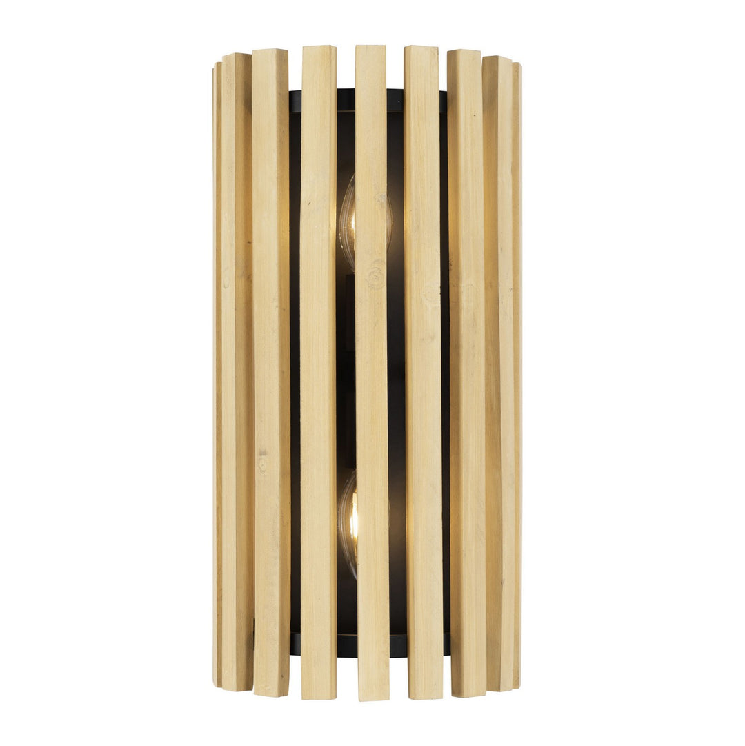 Suratto Two Light Wall Sconce in Matte Black/Honey Blonde - available from The Lighting Shoppe, trusted by Canadian homeowners