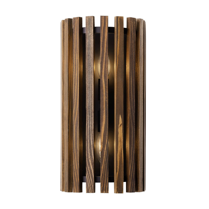 Suratto Two Light Wall Sconce in Matte Black/Medium Walnut - available from The Lighting Shoppe, trusted by Canadian homeowners