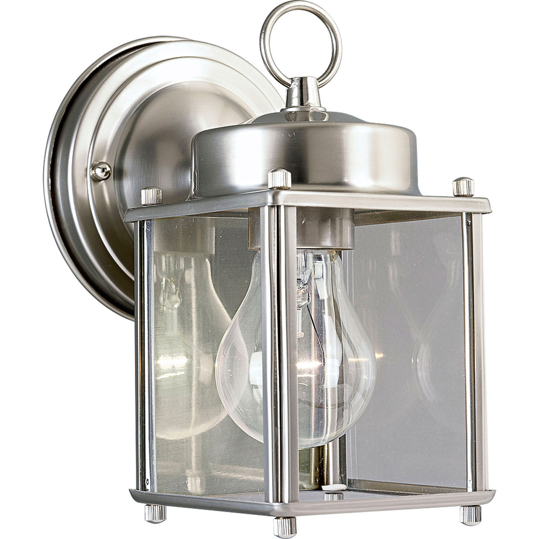 Flat Glass Lantern One Light Wall Lantern in Brushed Nickel - available from The Lighting Shoppe, trusted by Canadian homeowners