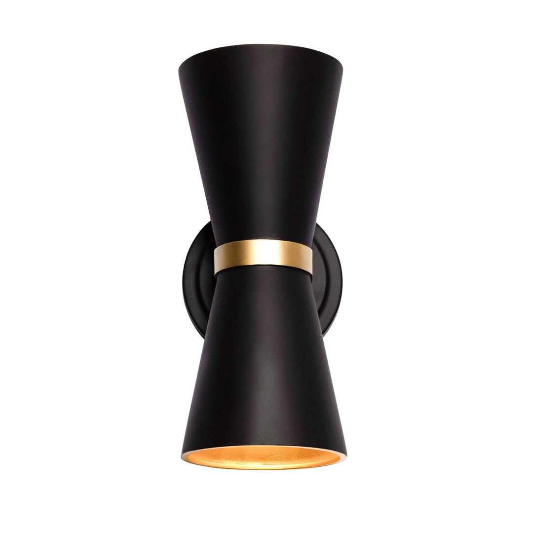 Mad Hatter Two Light Wall Sconce in Matte Black/French Gold - available from The Lighting Shoppe, trusted by Canadian homeowners