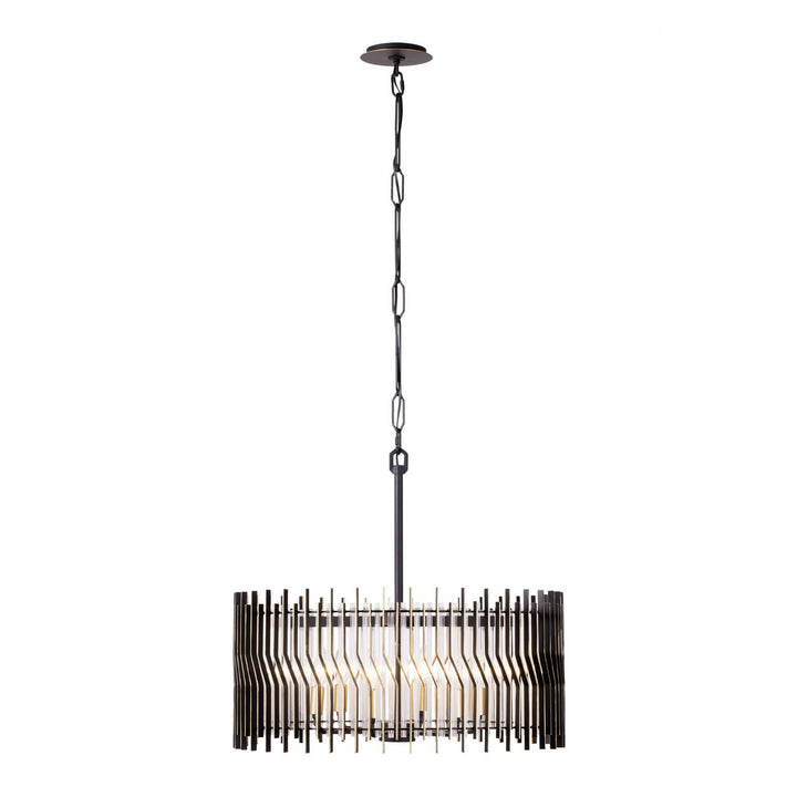 Park Row Six Light Pendant in Matte Black/French Gold - available from The Lighting Shoppe, trusted by Canadian homeowners