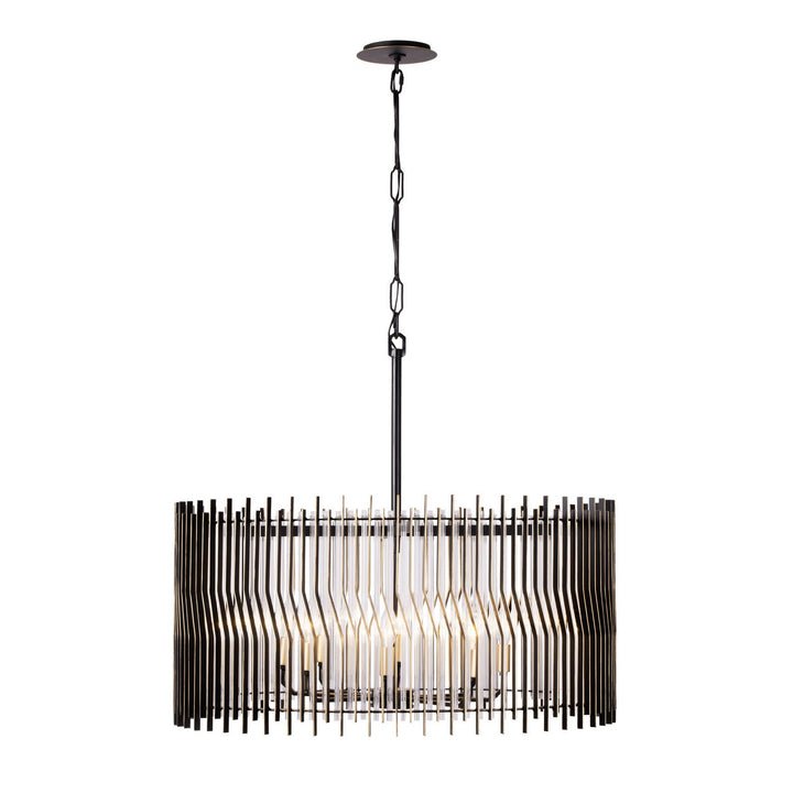 Park Row Eight Light Pendant in Matte Black/French Gold - available from The Lighting Shoppe, trusted by Canadian homeowners