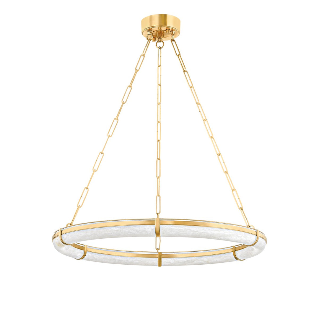 Sennett LED Chandelier in Aged Brass - available from The Lighting Shoppe, trusted by Canadian homeowners