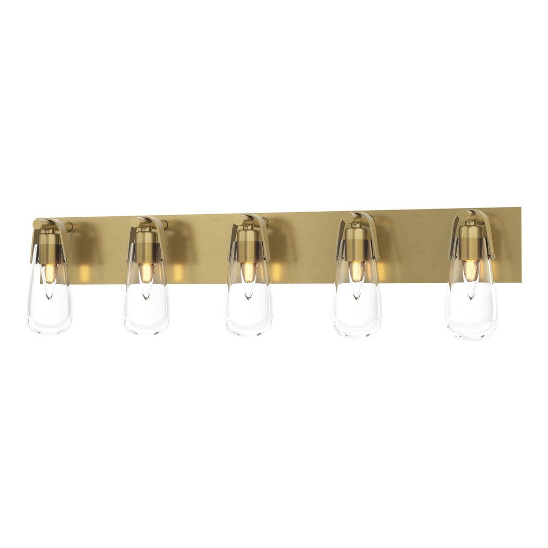 Eos Five Light Bath Sconce in Modern Brass - available from The Lighting Shoppe, trusted by Canadian homeowners