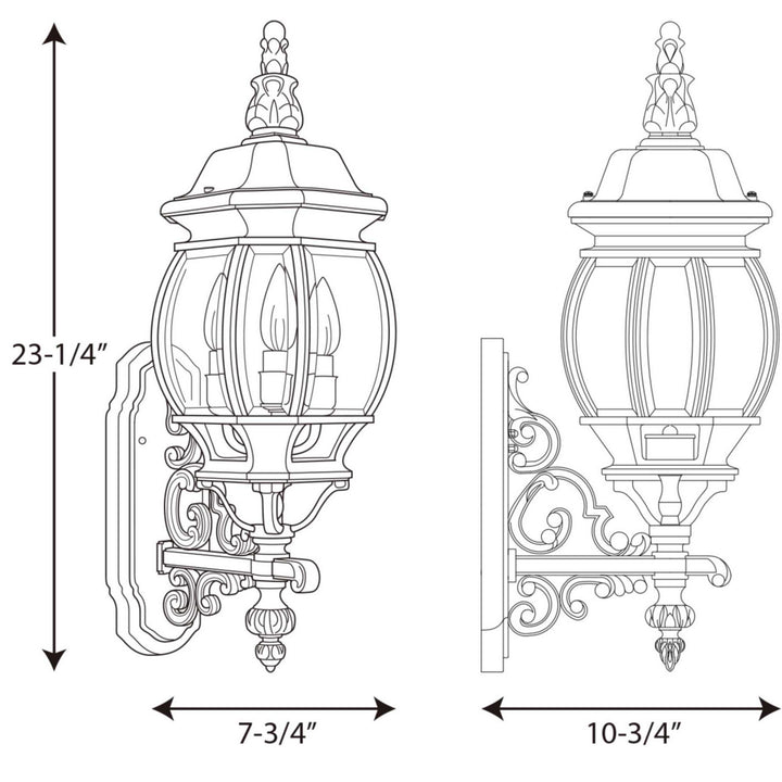 Progress Canada - P5700-31 - Three Light Large Wall Lantern - Onion Lantern - Textured Black