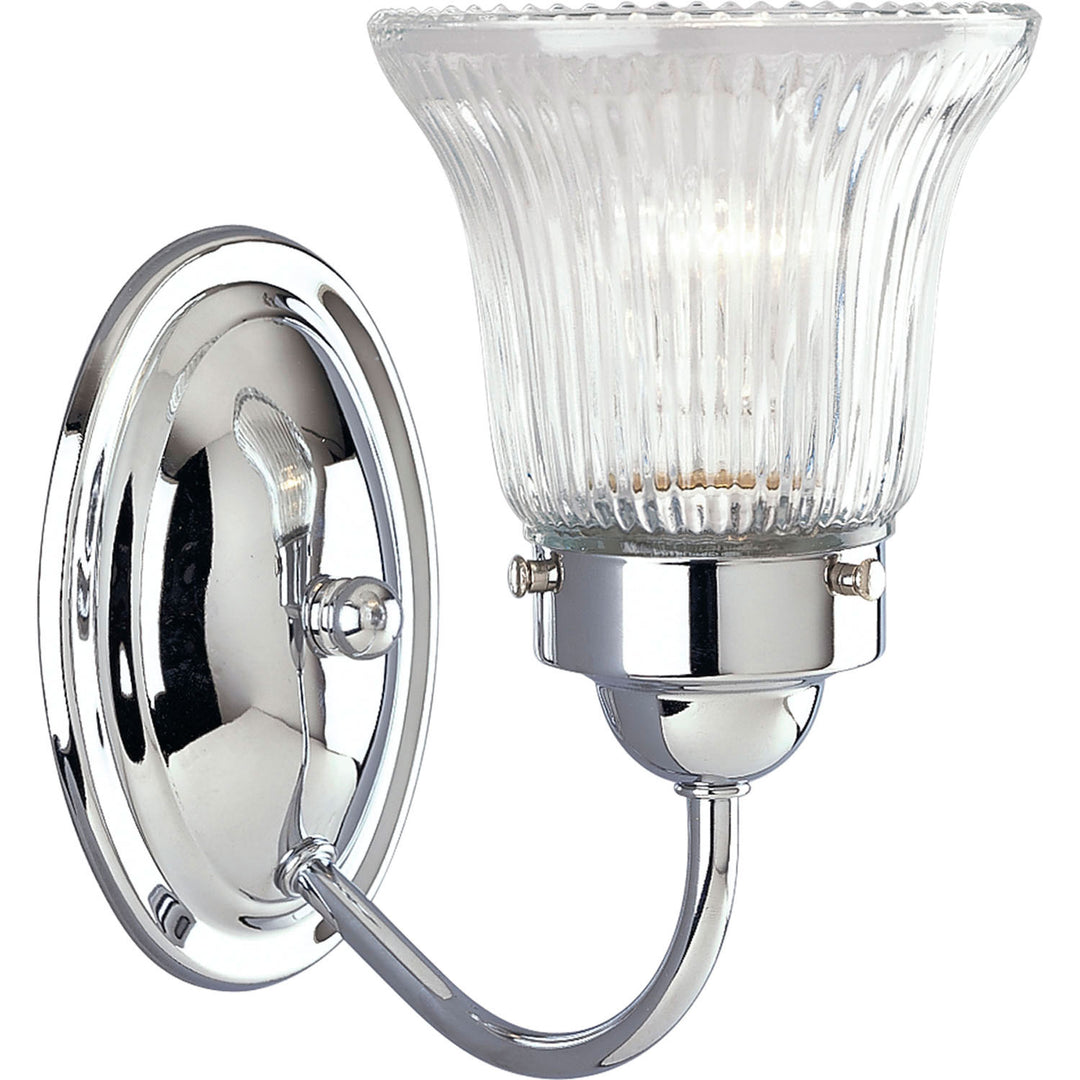 Fluted Glass-Clear One Light Bath Bracket in Polished Chrome - available from The Lighting Shoppe, trusted by Canadian homeowners