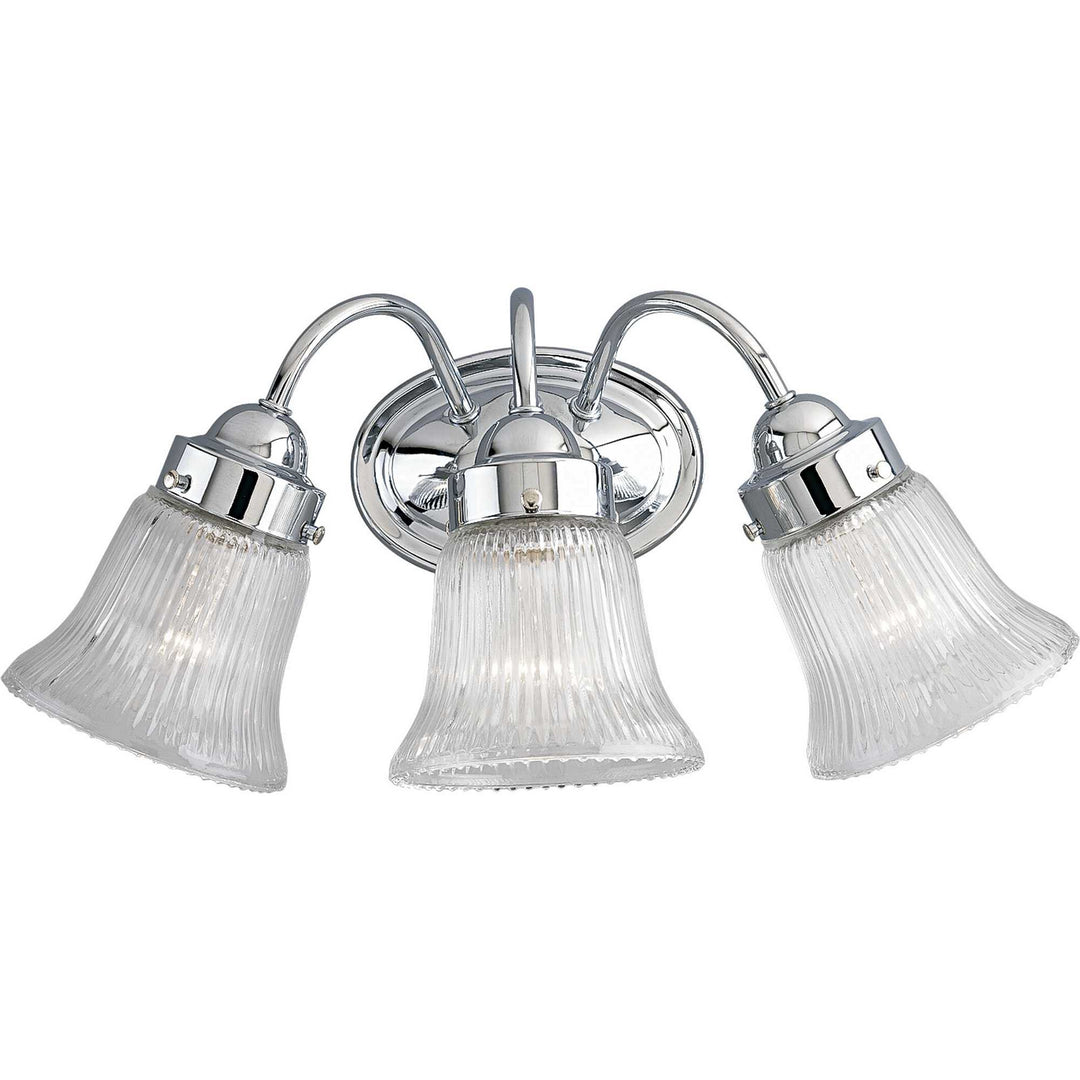 Progress Canada - P3289-15 - Three Light Bath Bracket - Fluted Glass-Clear - Polished Chrome