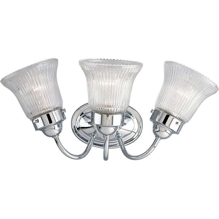 Progress Canada - P3289-15 - Three Light Bath Bracket - Fluted Glass-Clear - Polished Chrome