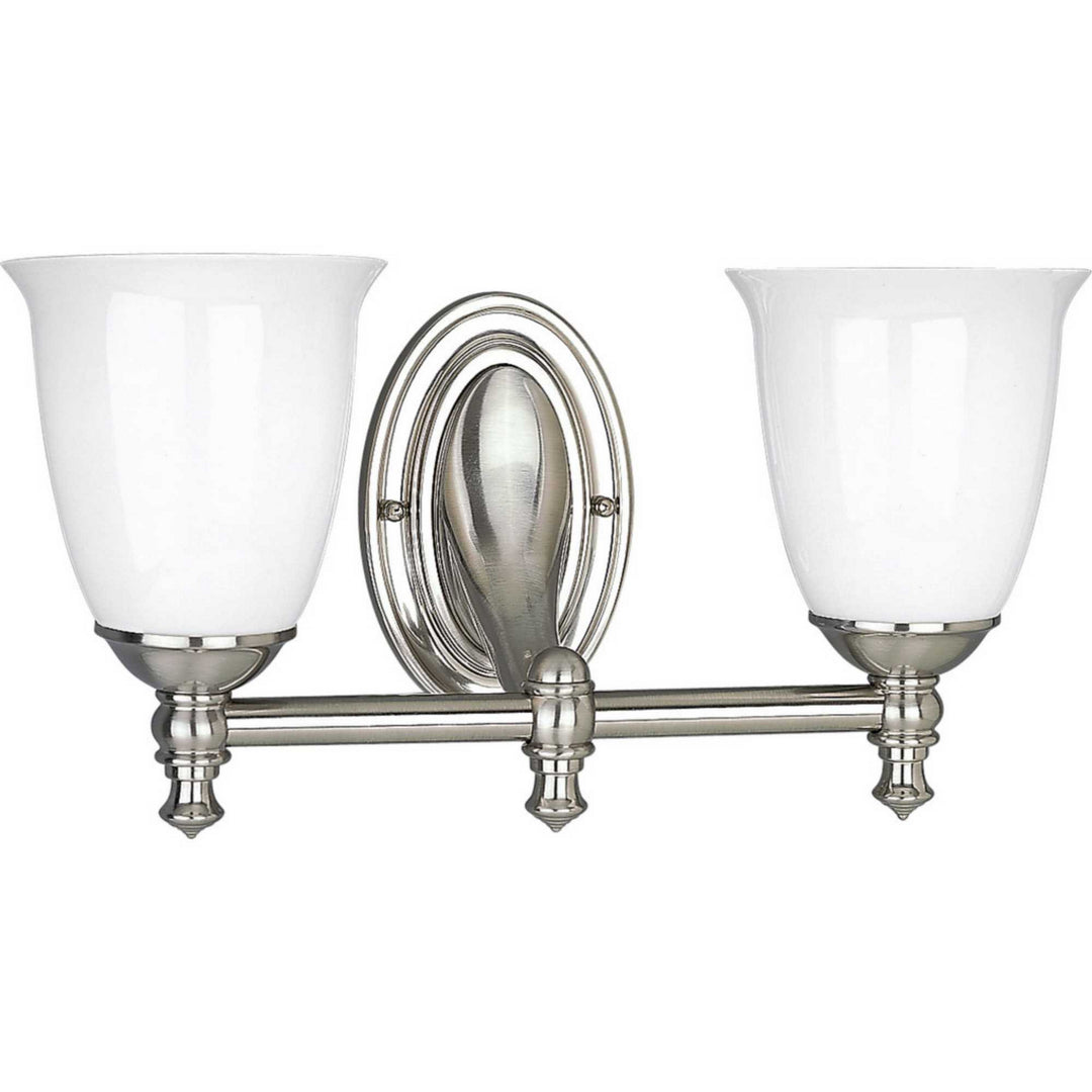 Victorian Two Light Bath in Brushed Nickel - available from The Lighting Shoppe, trusted by Canadian homeowners