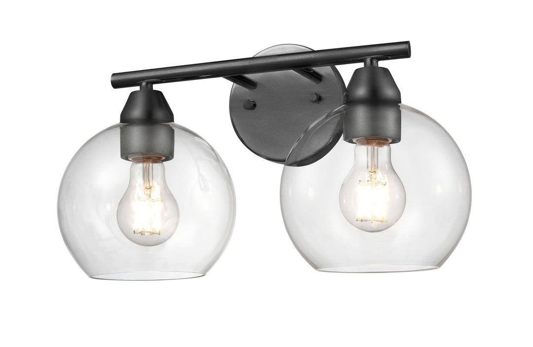 Andromeda Two Light Vanity in Graphite w/Clear Glass - available from The Lighting Shoppe, trusted by Canadian homeowners