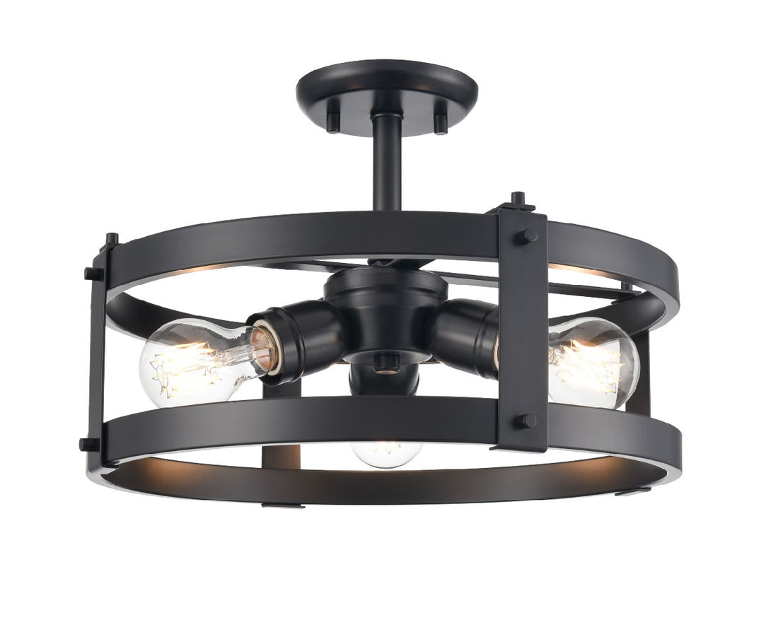 Oakhurst Three Light Semi-Flush Mount in Ebony - available from The Lighting Shoppe, trusted by Canadian homeowners