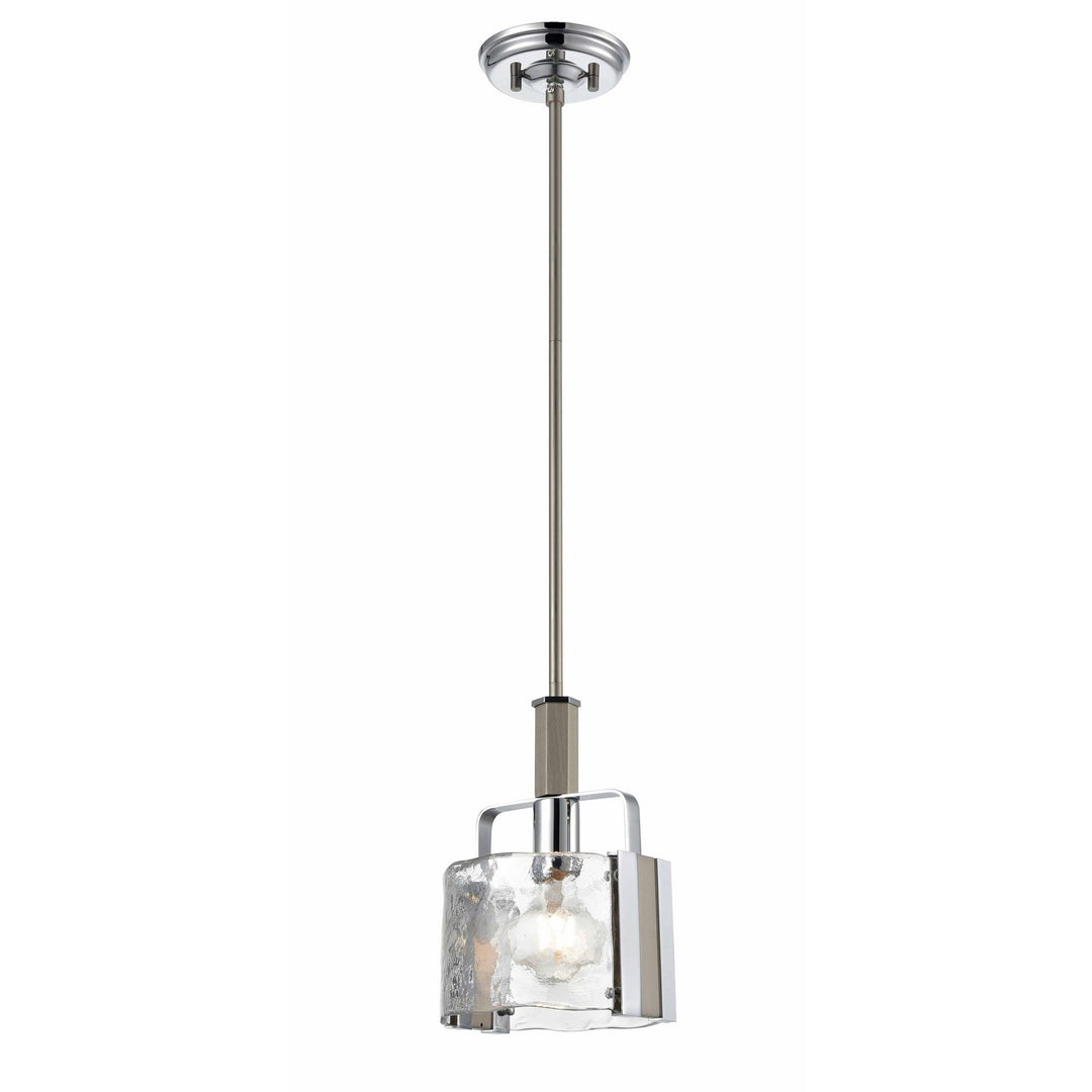 Georgian Bay One Light Mini-Pendant in Chrome/Buffed Nickel w/Artisinal Water Glass - available from The Lighting Shoppe, trusted by Canadian homeowners