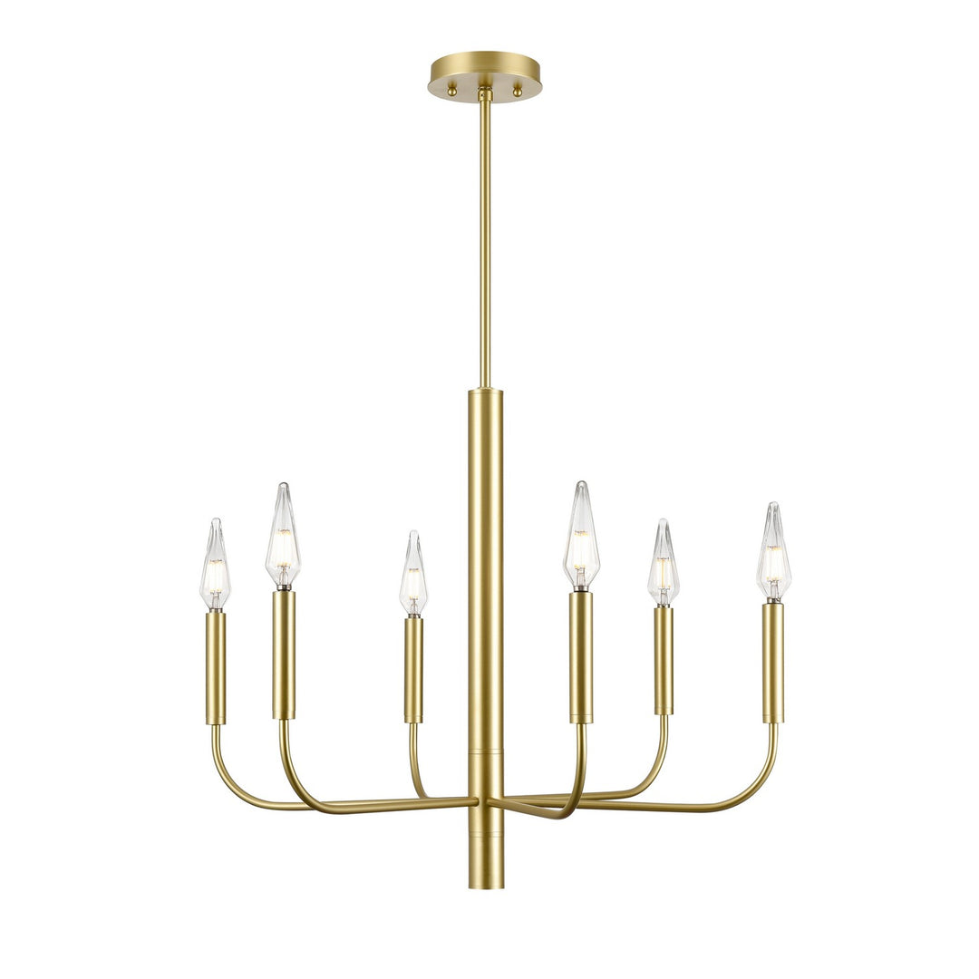 Olivia Six Light Chandelier in Multiple/Painted Satin Brass - available from The Lighting Shoppe, trusted by Canadian homeowners
