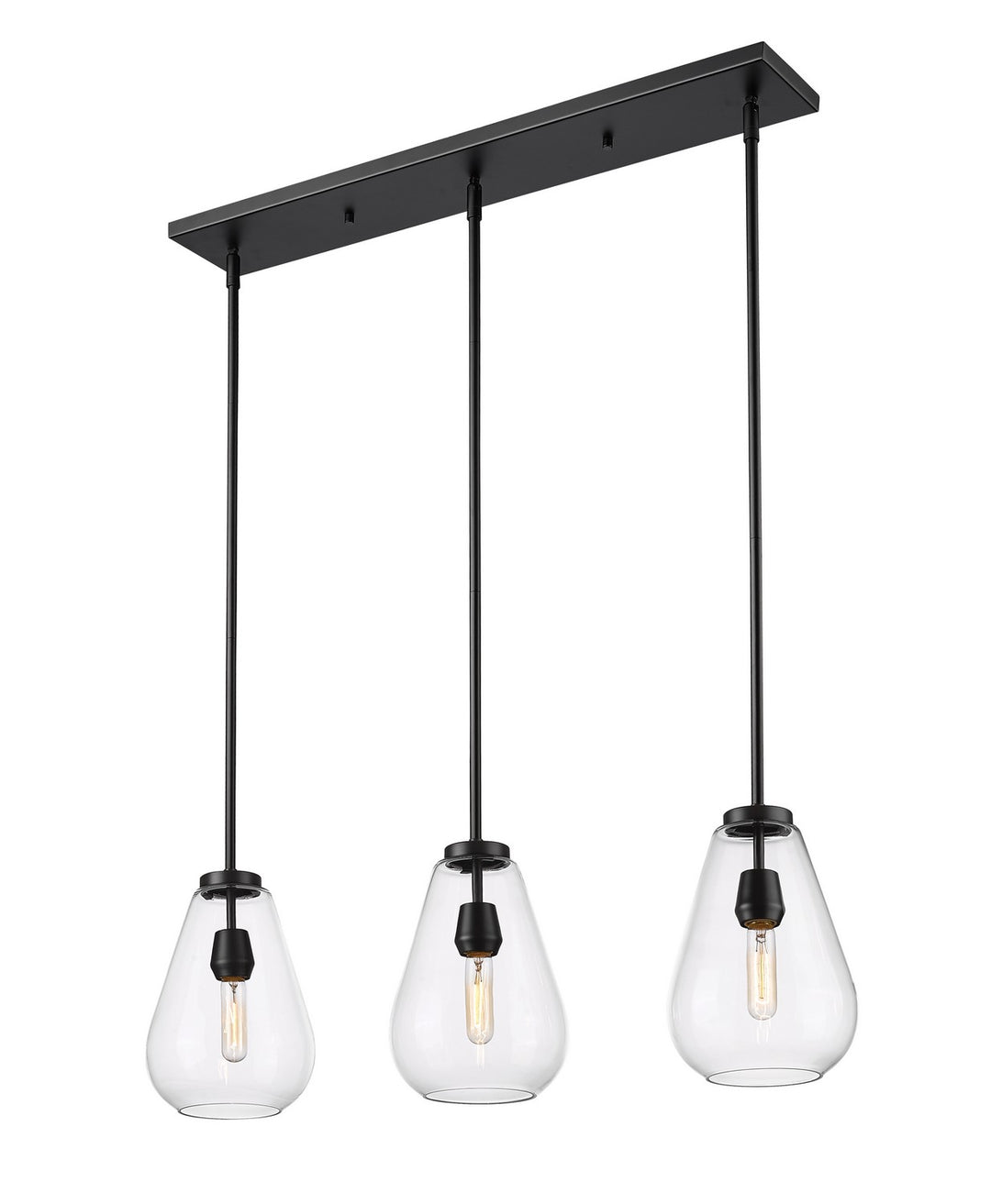 Ayra Three Light Linear Chandelier in Matte Black - available from The Lighting Shoppe, trusted by Canadian homeowners