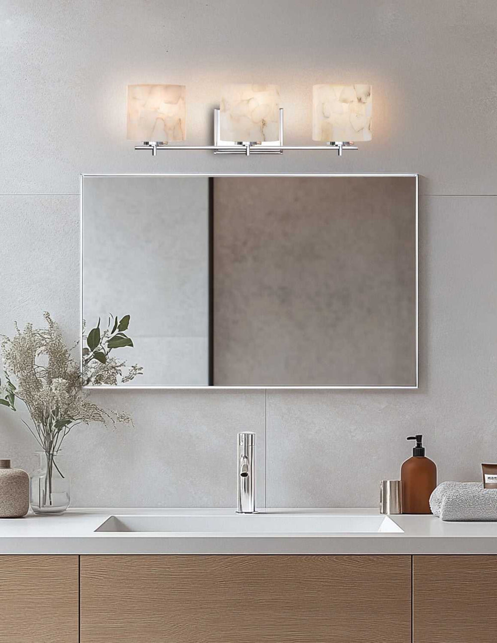 Alabaster Rocks LED Bath Bar in Polished Chrome Justice Designs
