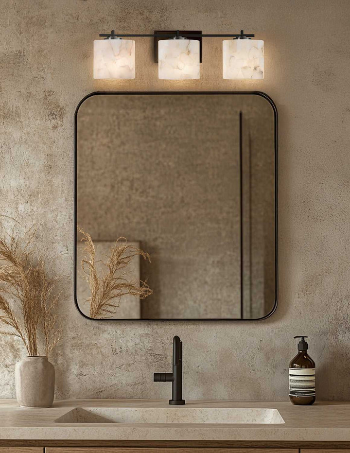 Alabaster Rocks LED Bath Bar in Matte Black Justice Designs