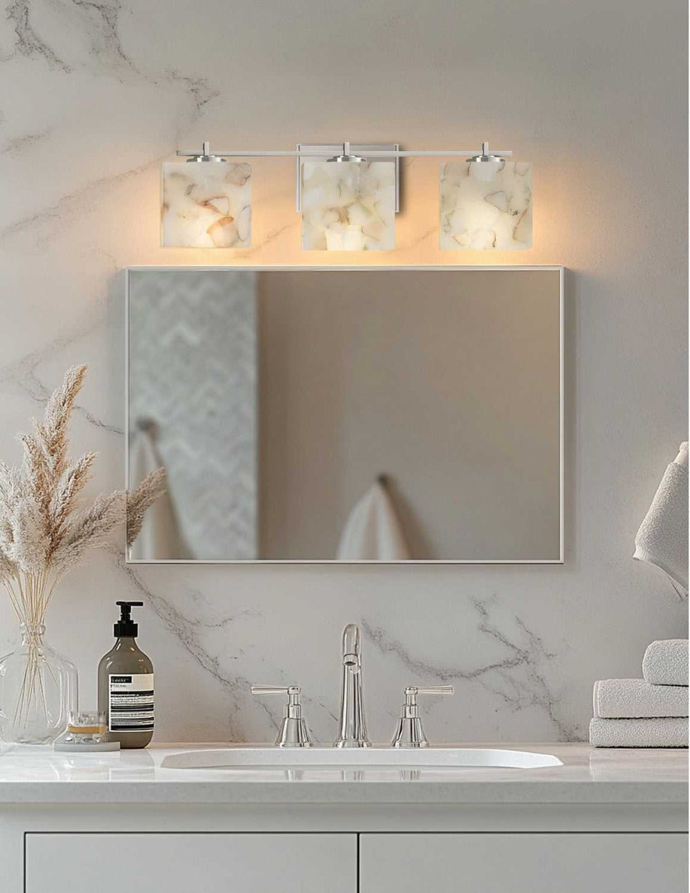 Alabaster Rocks LED Bath Bar in Brushed Nickel Justice Designs