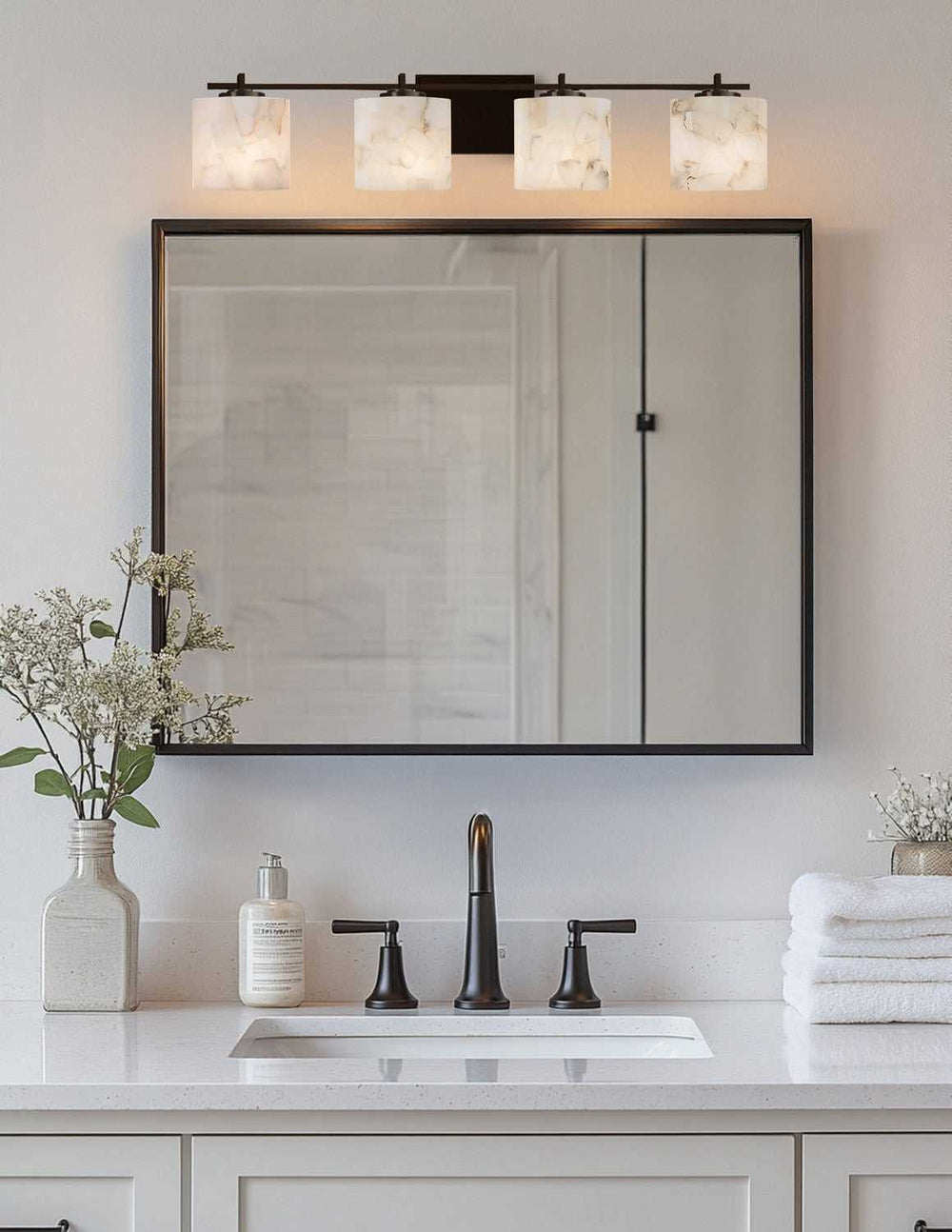 Alabaster Rocks LED Bath Bar in Dark Bronze Justice Designs