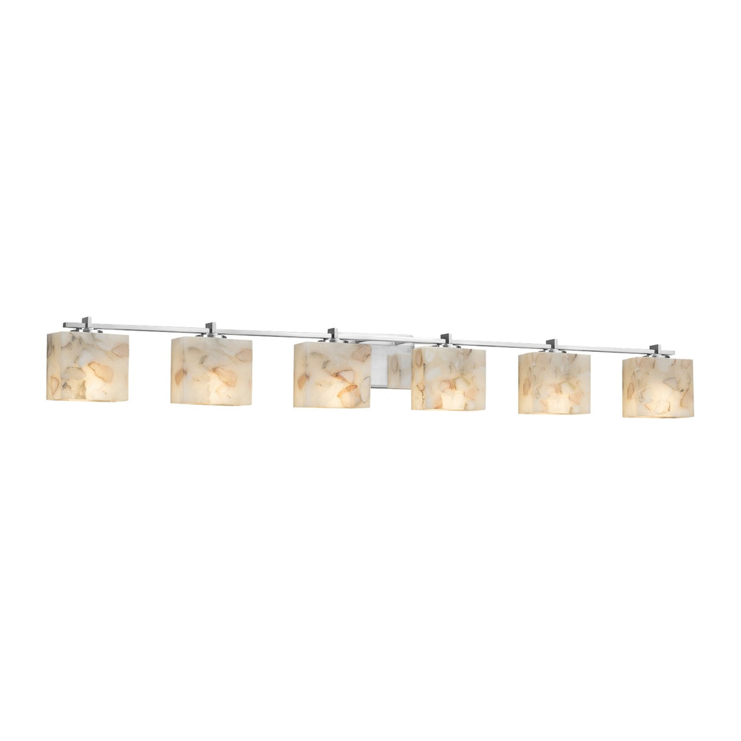 Justice Designs - ALR-8446-55-CROM - Six Light Bath Bar - Alabaster Rocks - Polished Chrome