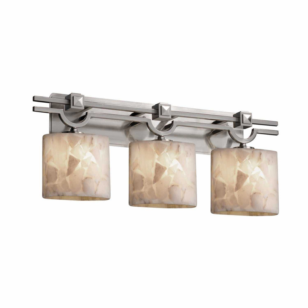 Alabaster Rocks Three Light Bath Bar in Brushed Nickel Justice Designs
