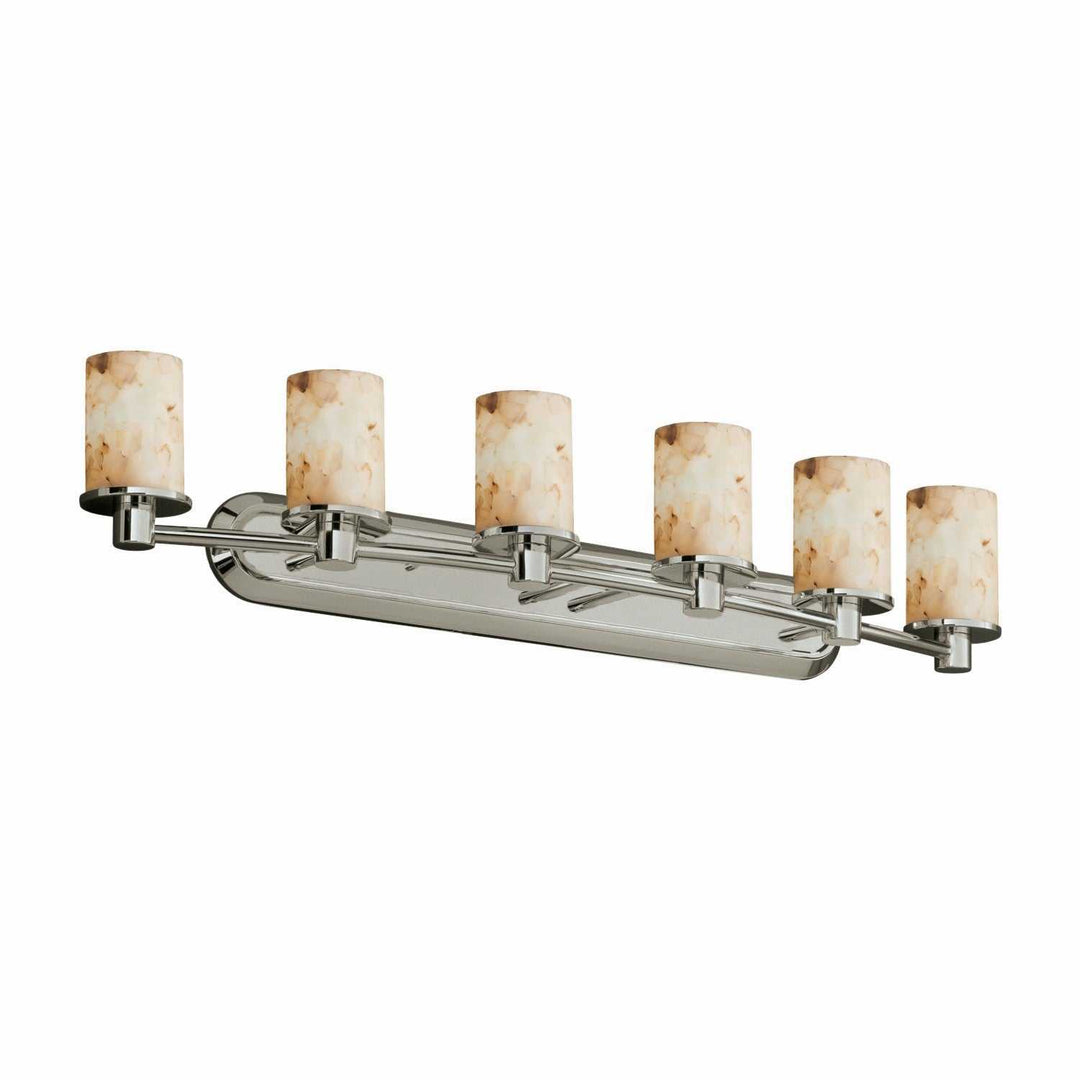 Alabaster Rocks Six Light Bath Bar in Brushed Nickel Justice Designs