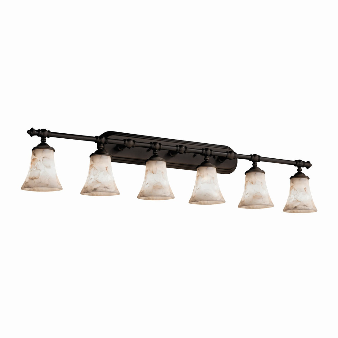 Justice Designs - ALR-8526-20-DBRZ - Six Light Bath Bar - Alabaster Rocks - Dark Bronze