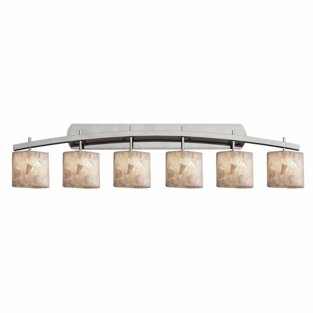 Alabaster Rocks Six Light Bath Bar in Brushed Nickel Justice Designs