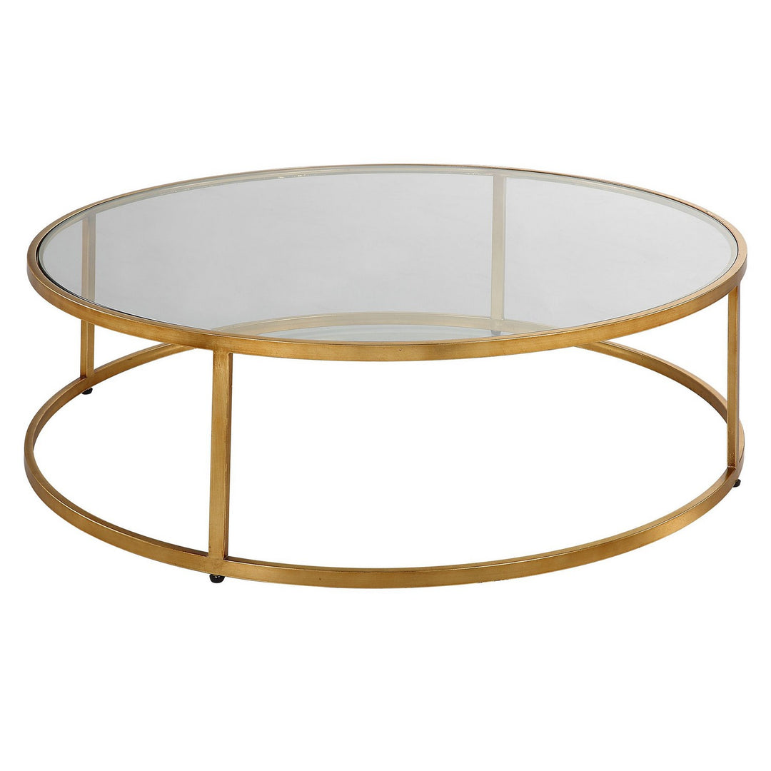 Radius Coffee Table in Antiqued Gold - available from The Lighting Shoppe, trusted by Canadian homeowners