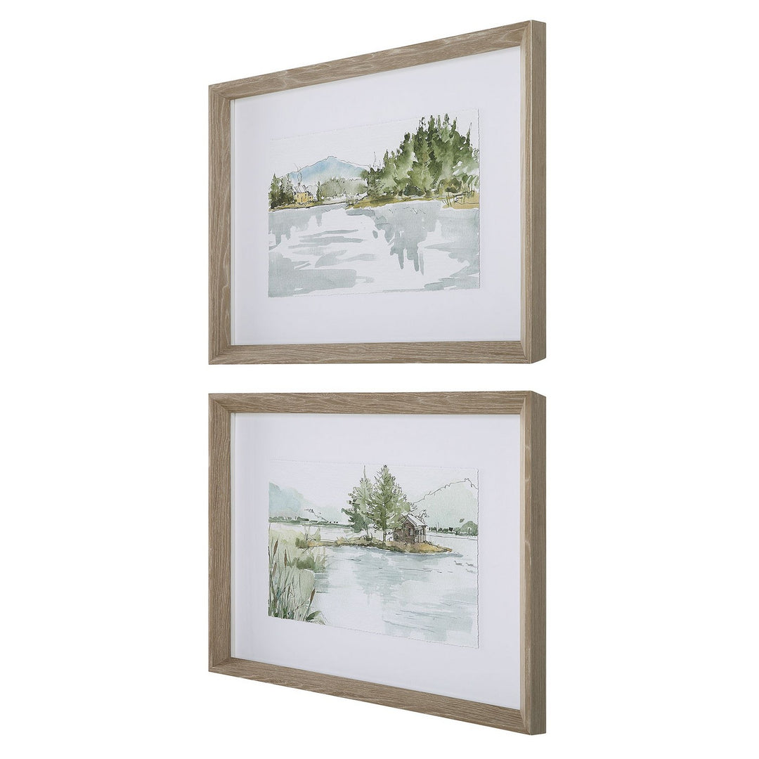Serene Framed Prints, Set/2 in Gray Washed Pine - available from The Lighting Shoppe, trusted by Canadian homeowners
