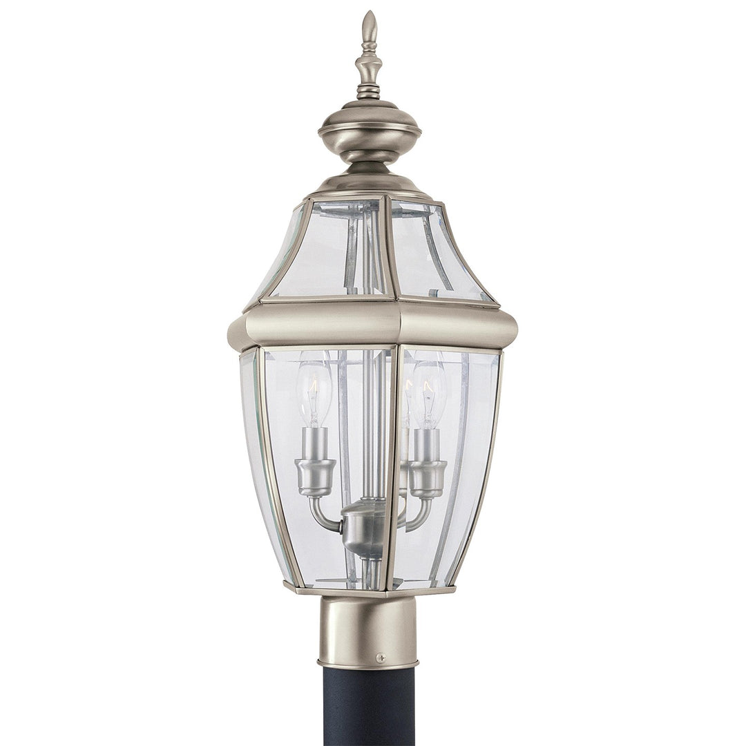 Lancaster Two Light Outdoor Post Lantern in Antique Brushed Nickel - available from The Lighting Shoppe, trusted by Canadian homeowners