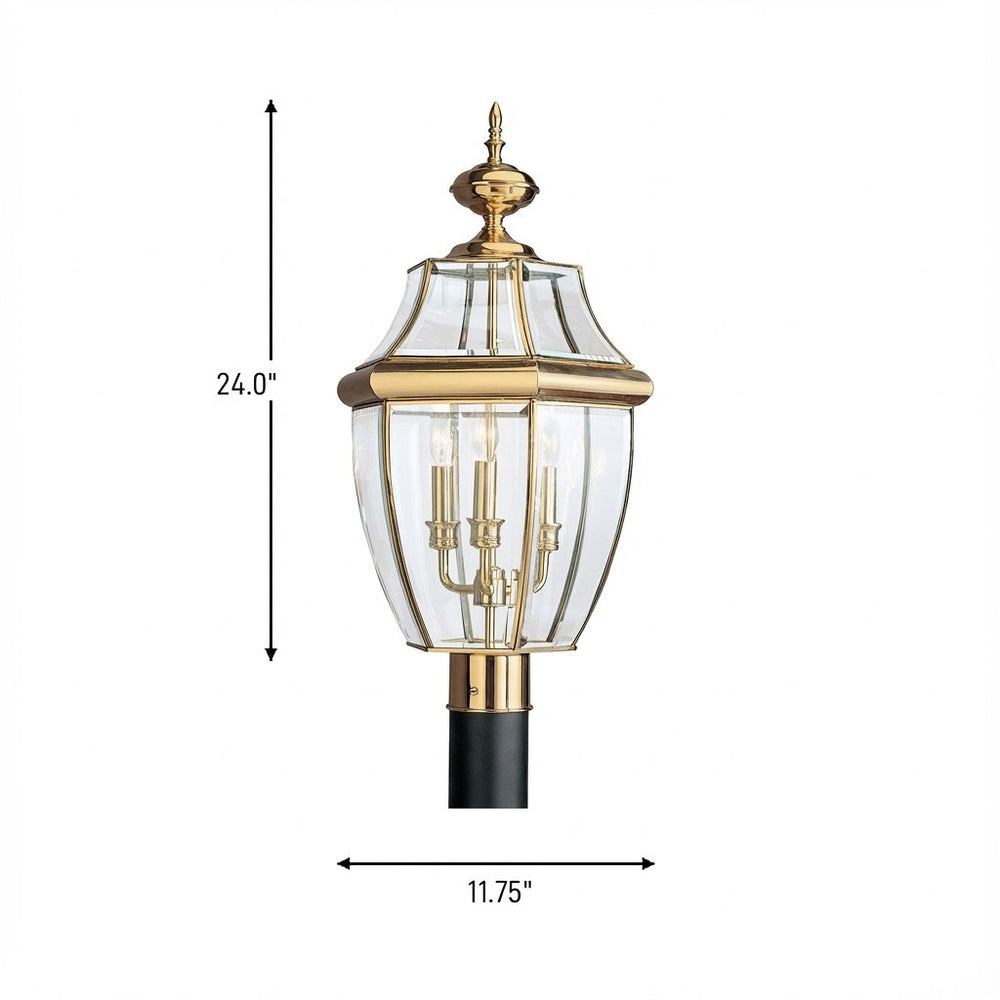 Generation Lighting Canada - 8239-02 - Three Light Outdoor Post Lantern - Lancaster - Polished Brass