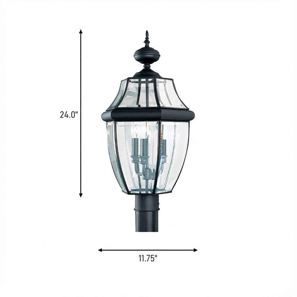 Generation Lighting Canada - 8239-12 - Three Light Outdoor Post Lantern - Lancaster - Black